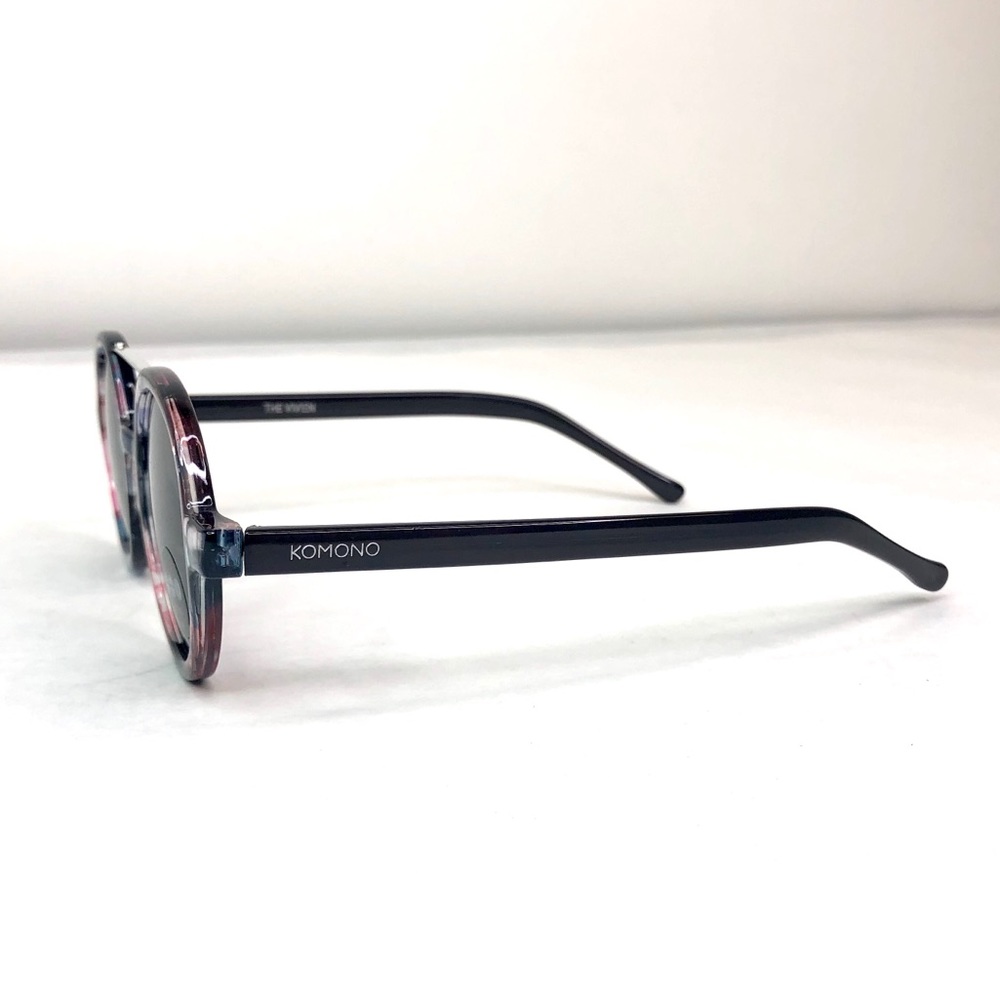 KOMONO Vivien Floral Sunglasses NEW round UV400 black pink - Picture 6 of 10